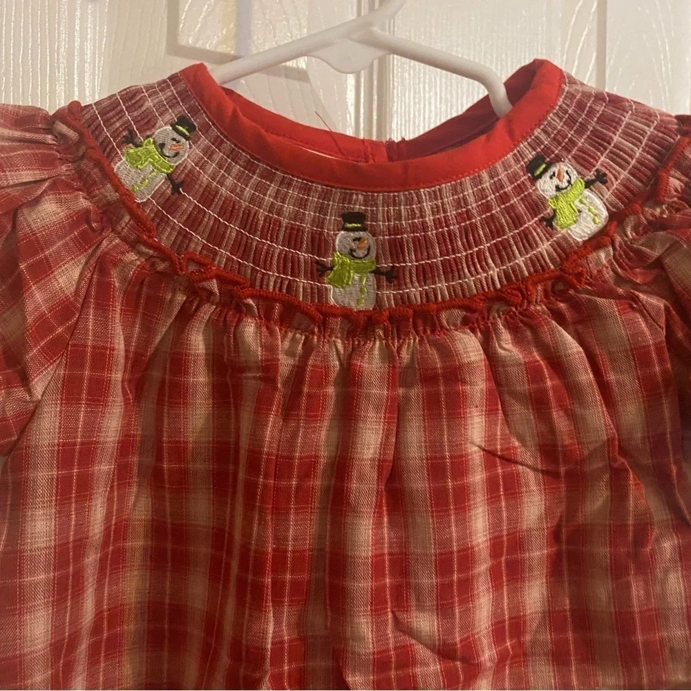NWT Smocked Snowman Bubble Romper